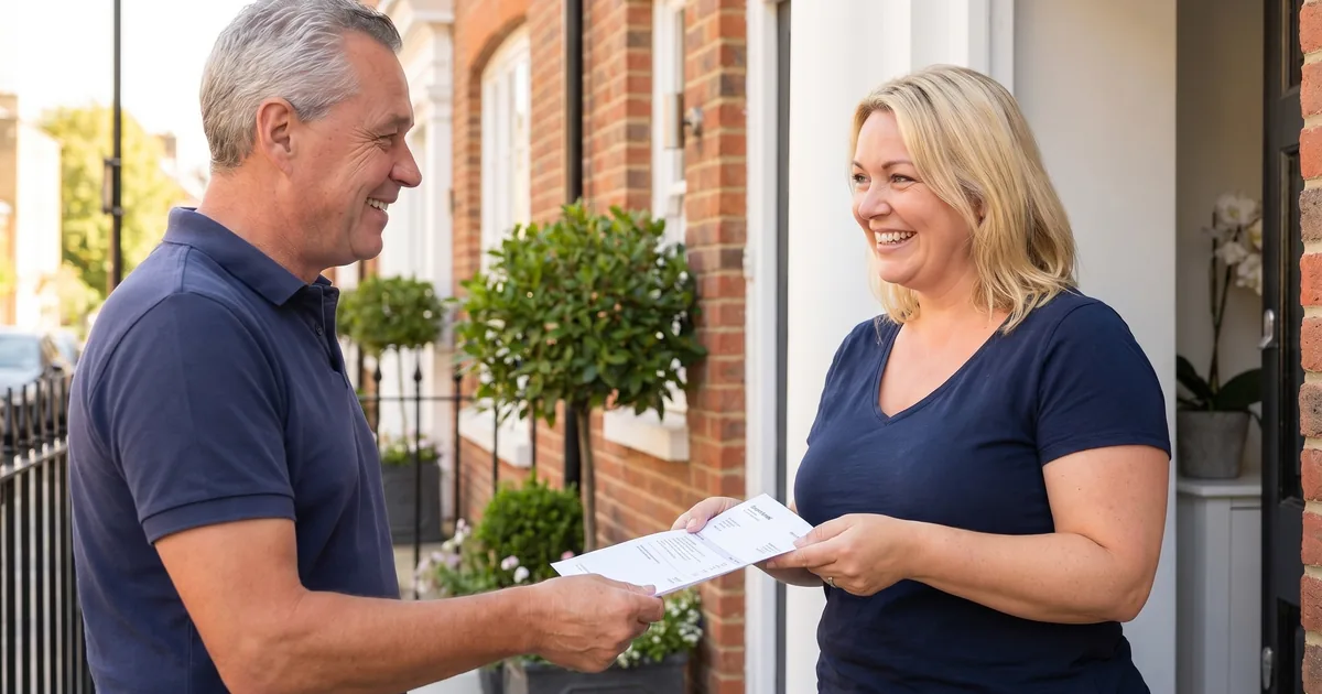 Locksmith giving a fixed-price quote for a job in London